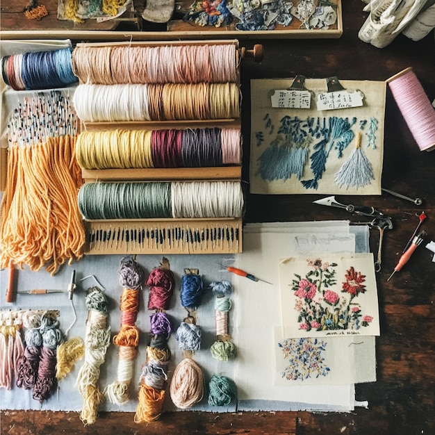 Materiale pentru broderie: ațe și pânză